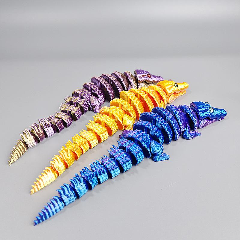 3D Printing Open Mouth Crocodile Toy Simulation Animal Free Joint Movable Home Office Decor Ornaments Realistic Crocodile Model
