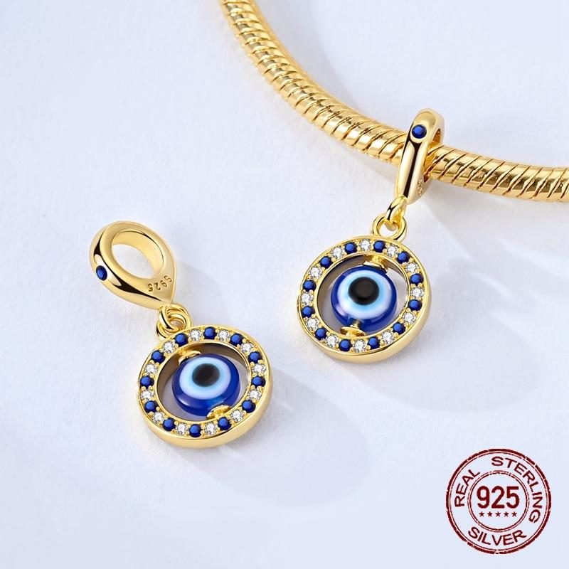 Copper Metal Evil Eye Dangle Charm Bead Component Lucky Symbol Designs Pendant Bead Component Compatible With Bracelet High Quality Fine Jewelry