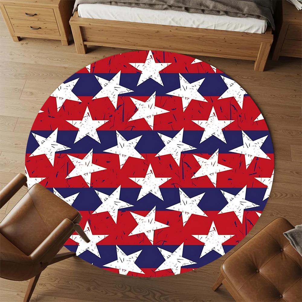 1pc Stars Flag Round Chair Mat Area Rug - Non-Slip, Floor Mat for Office, Bedroom, and Indoor Decor C1125658
