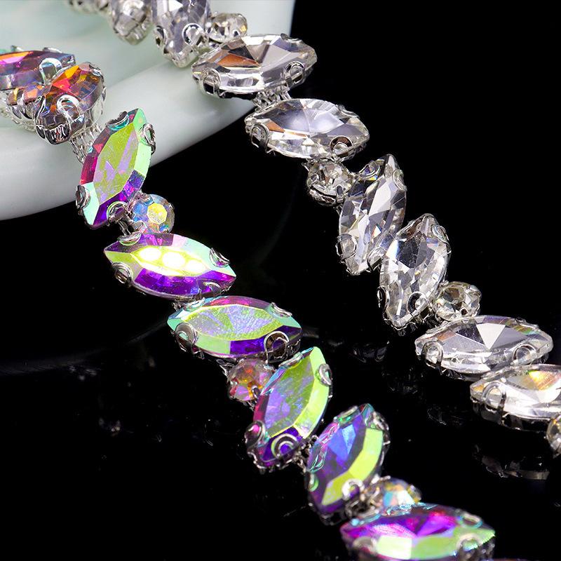 10Yards Rhinestone Chain Trim Crystal Diamond Clothing Bag Hat Accessories DIY Craft Wedding Gift Decoration Rhinestone Ribbon