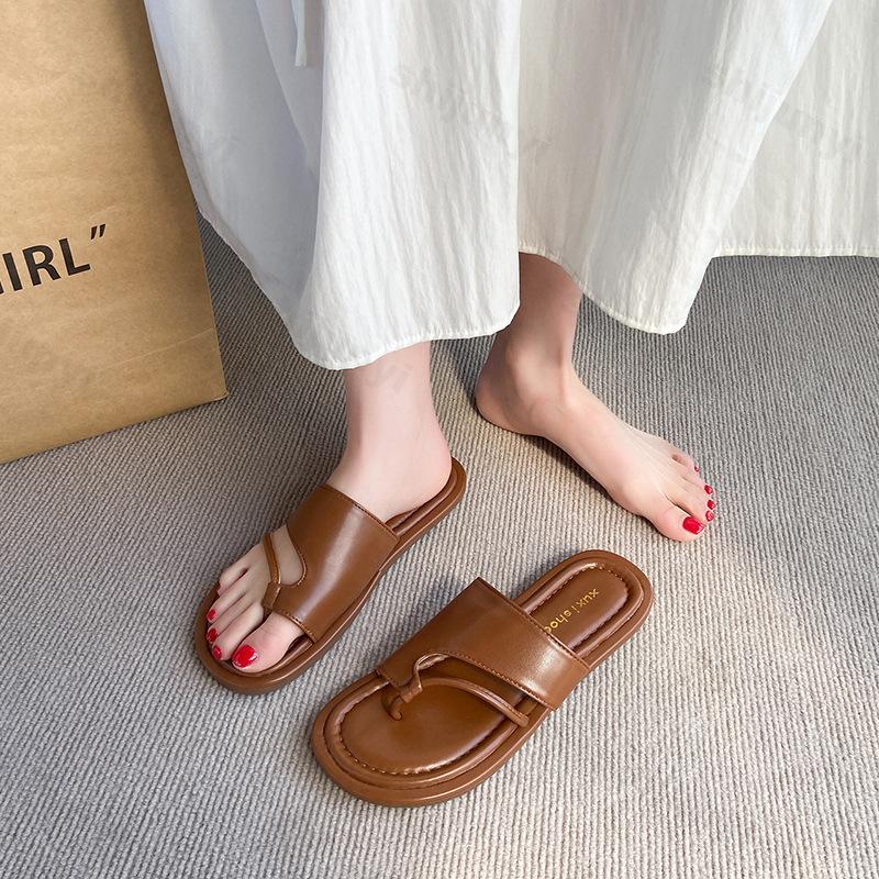 Fashion Women Slippers 2025 Summer Rubber Flip Flops Low Ladies' Leisure Shoes Fashion Comfortable Flat Bottomed Outdoor Beach Shoes