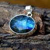 Oval Rose Cut Blue Labradorite Gemstone 925 Sterling Silver Artisan Pendant