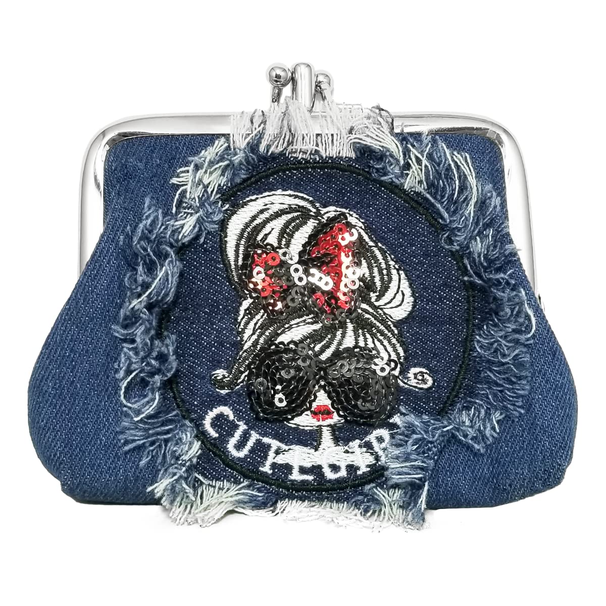 

DIVA Rose Mini Wallet, Coin Purse, Clasp Purse, Women s, Mini, Small, Thin, with Divider, Ribbon Girl (Indigo Blue)