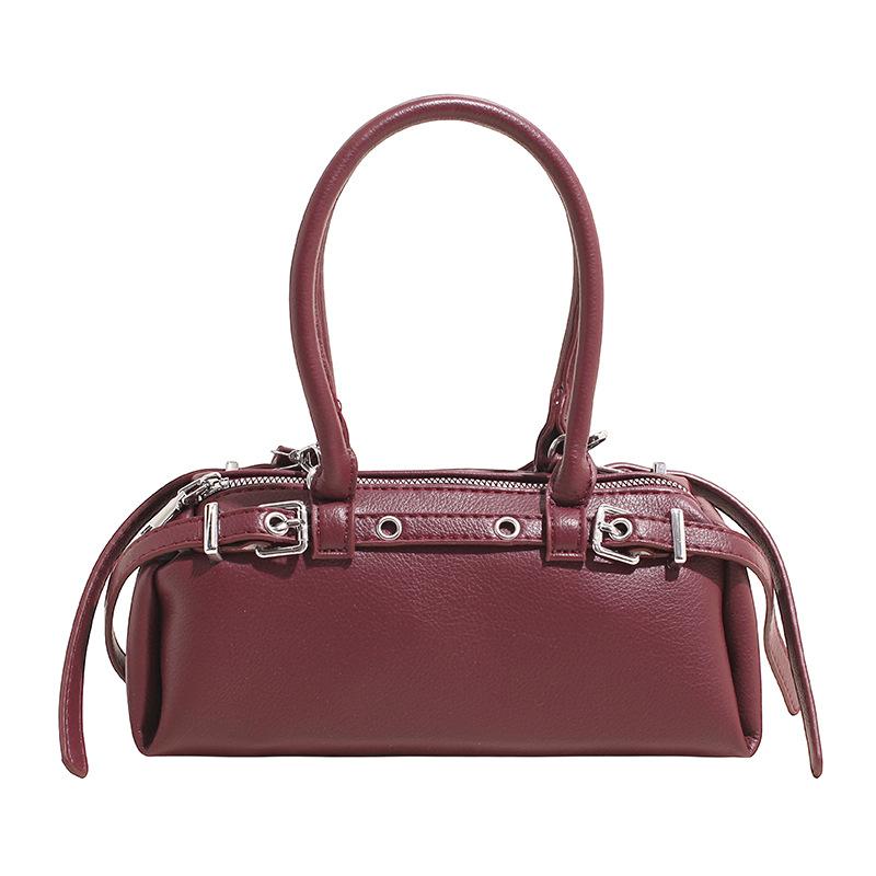 Elegant PU Handbag for Women Classic Barrel Shape Design with Dual Handles and Adjustable Shoulder Strap