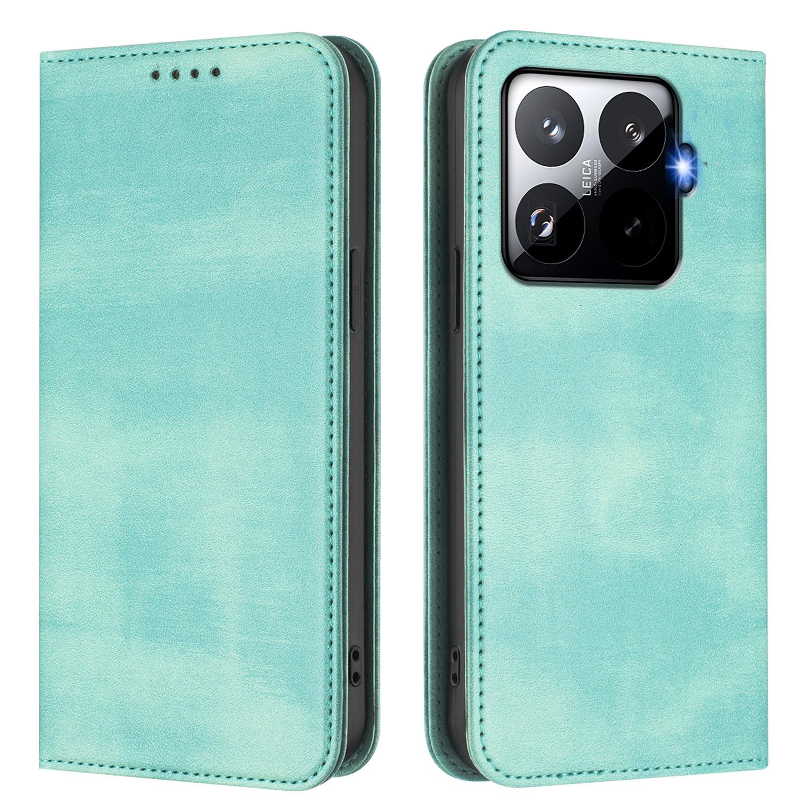 

Для Xiaomi 15T Pro Чехлы-кошельки Ретро Текстура Блокировка RFID Кожаный Чехол для телефона Mint Green