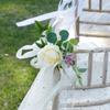 2pcs Rustic Aisle Chair Artificial Flower Silk Flower Pew Bows Flower  Wedding Ceremony