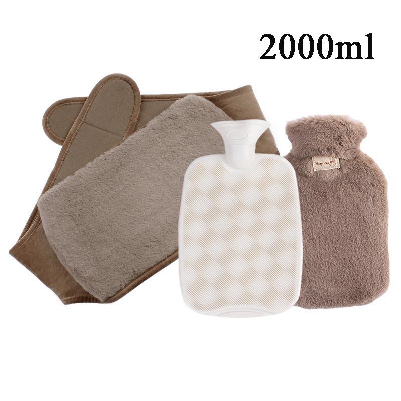 Explosion-Proof Hot Water Bottle with Plush Cloth Cover Belt Winter Hand Foot Abdomen Warmer Reusable Hot Water Bag Pouch