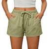 Womens Shorts Casual Elastic High Waisted Drawstring Shorts With Pockets
