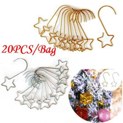 20 STÜCKE/Beutel Weihnachts-Kranz-Haken Metall-Dekorationshaken für Weihnachtsbaumschmuck Hängeanhänger Aufbewahrungshaken