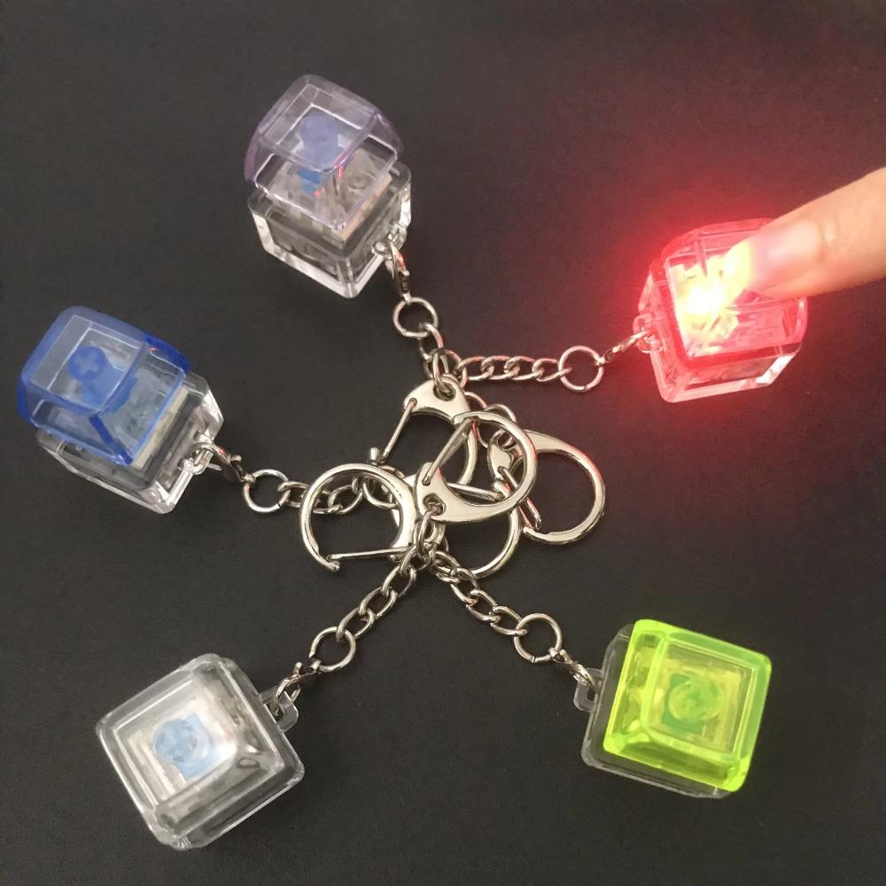 New Diy Keyboard Fidget Keychain With Light Keys Button Finger Keyboard Caps Keycap Relief Stress Pinch Toy Clicker Toy