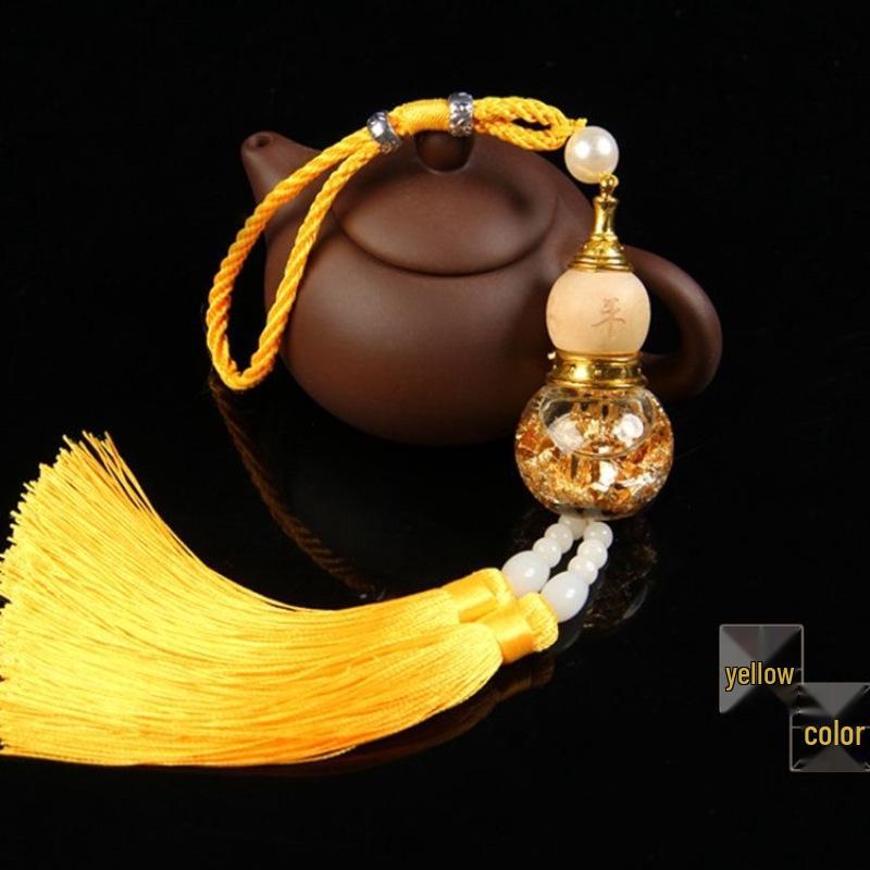 Luxury Gold Foil Gourd Crystal Car Ornament Pendant Amulet