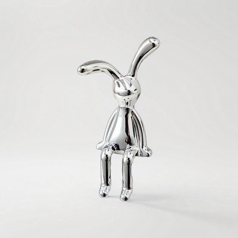 

Nordic Electroplated Long-Legged Rabbit Ornament - Modern Luxury Room Decor Toy Without Base Adhesive