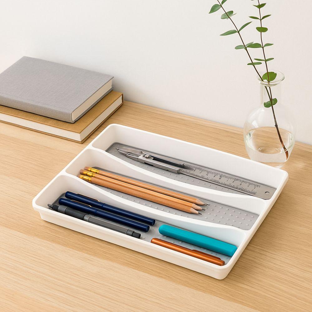 3 Compartments Utensil Organizer Tray Non-Slip Flatware Organizer  Kitchen Drawers