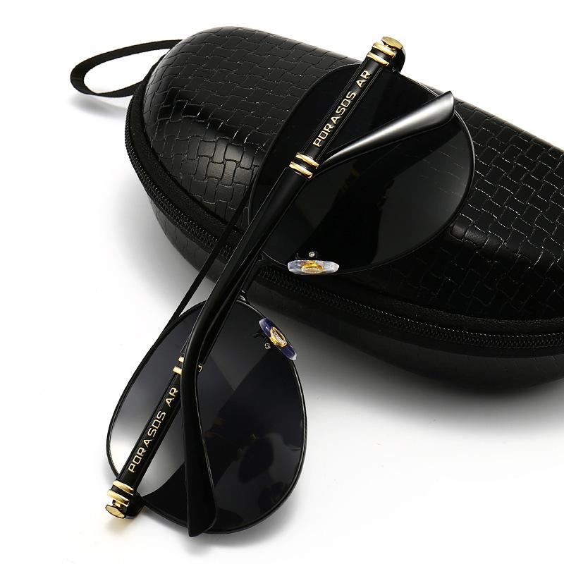 Polarisierte Sonnenbrille, Herren-Sonnenbrille aus Metall, Krötenbrille, Autofahrerbrille 901 Retro-Brille mit großem Rahmen.