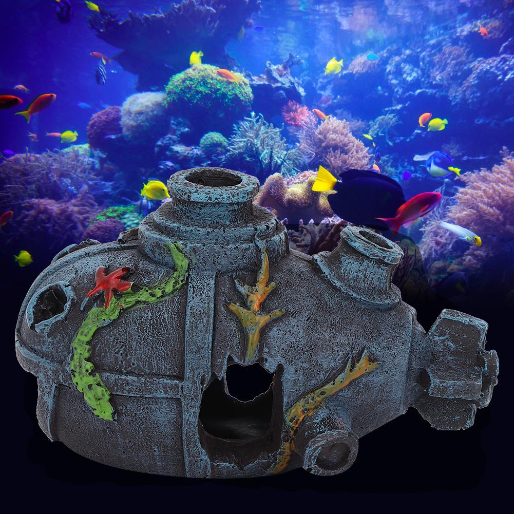 Resin Aquarium Artificial Simulation Shipwreck Cave Decoration Hide House Fish Tank Landscape Ornament