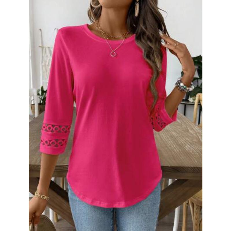 Women's Casual Summer/ Spring Short-sleeved Round-neck Blouse Shirt