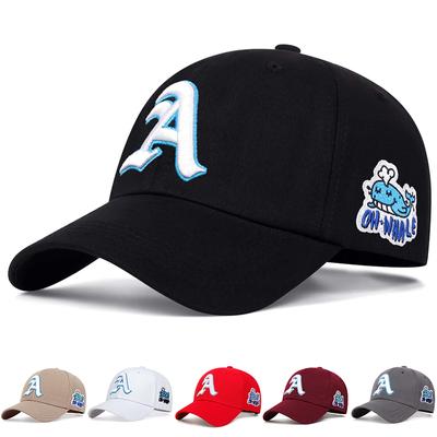 Cappello da baseball moda lettera A con ricamo di delfino laterale per uomo e donna Cappelli in cotone Cappello estivo per protezione solare da esterno Cappello da golf