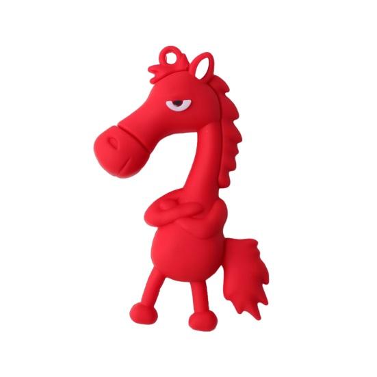 

Брелок-подвеска Брелок с металлическим кольцом 3D мультяшный дизайн лошади Многофункциональный брелок Подарок A красный