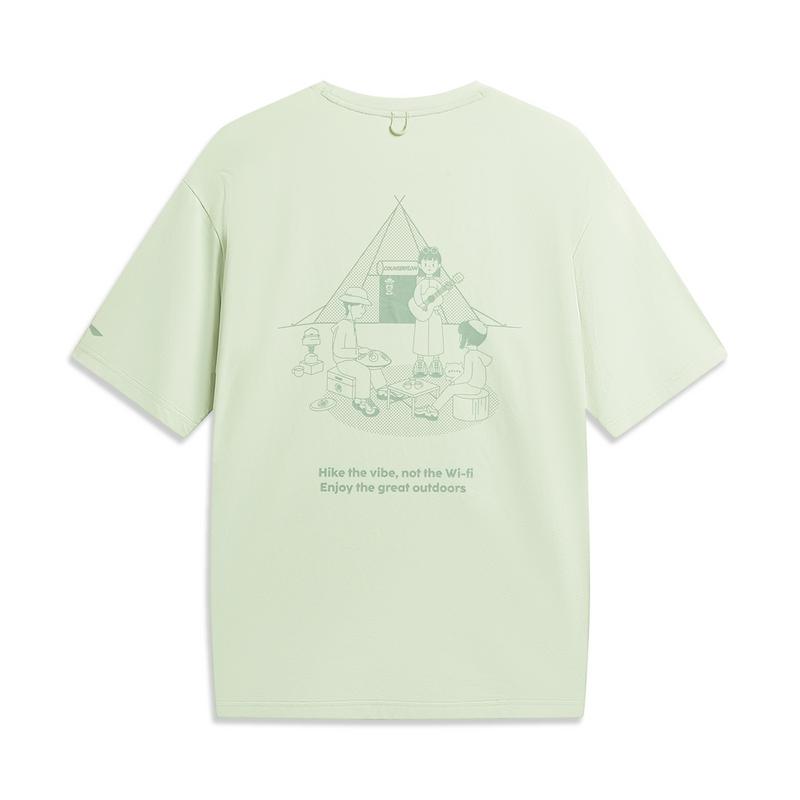 Li-Ning Outdoor Quick-Dry Sun Protection Loose Short Sleeve T-Shirt Unisex Tops White Green ATSW407-3