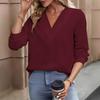 European & American Women's V-neck Pleated Pullover Hoodie - Casual Autumn Top