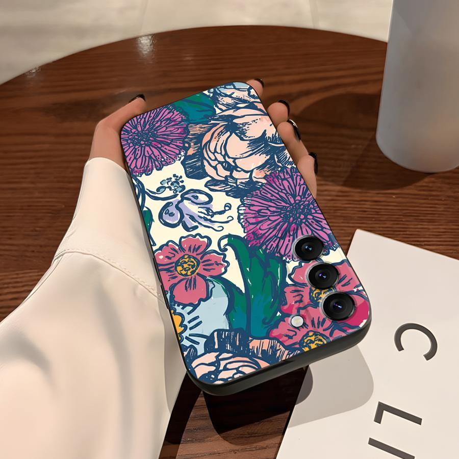 Cartoon Flower Case for Samsung Galaxy S26 Ultra Note 20 8 9 10 S10 S9 S24 S20 Ultra S25 Plus S23 S21 FE Funda Phone Cover