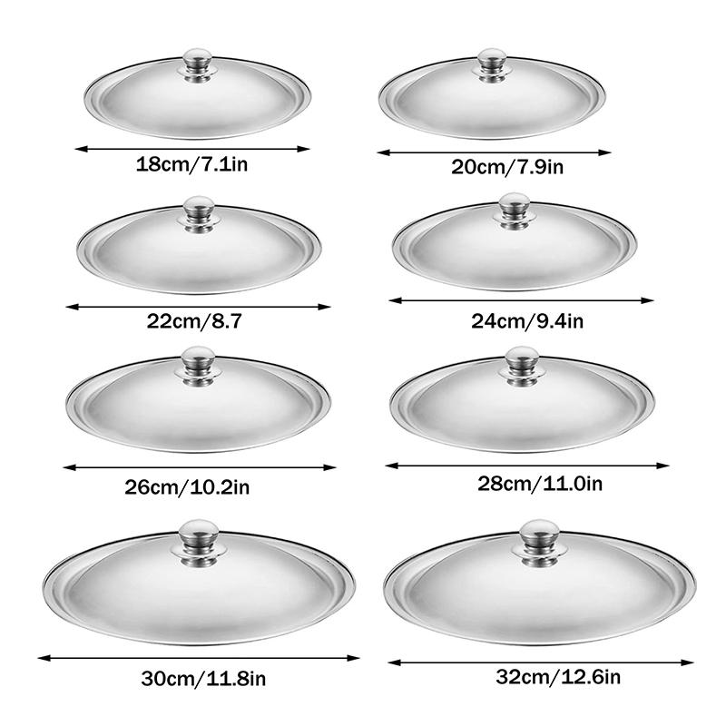 10-32 cm Edelstahl Runder Topfdeckel Universal Ersatz Bratpfannendeckel Glatte Kante Spülmaschinenfest Für Stielpfanne Wok Topf