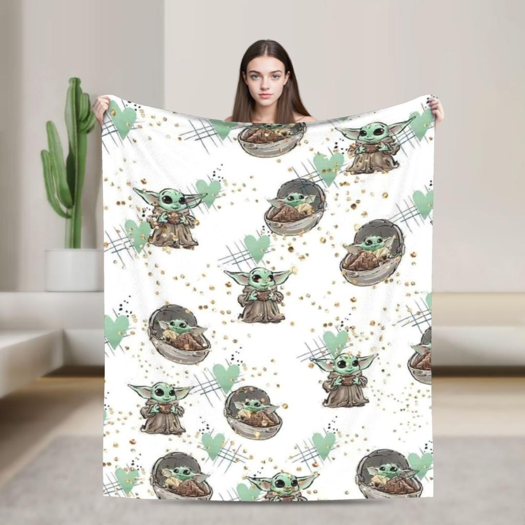 Grogu W-Warss Baby Yodas Blankets  Camping Flannel Throw Blanket For Living Room Warm Custom DIY Quality Bedspread