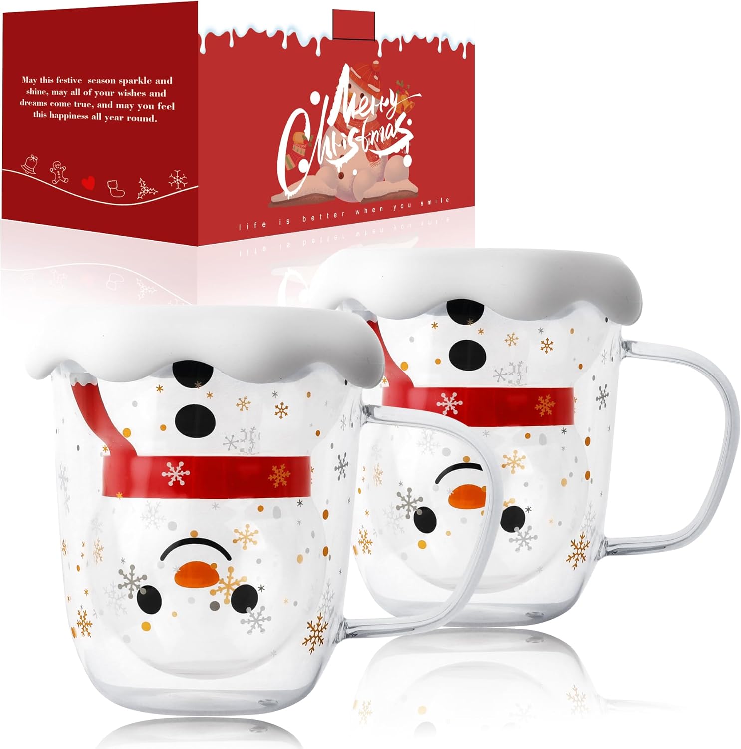 2PCS Anti-Scalding Creative Double Wall Glass Cup Christmas Coffee Milk Mug Christmas Tree Star Wish Cup Children s Xmas Gifts