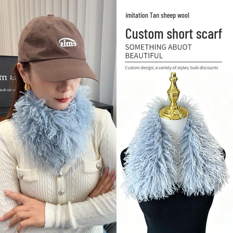 Women's Faux Fur Double-Sided Wool Neck Gaiter - Thickened Warm Winter Scarf