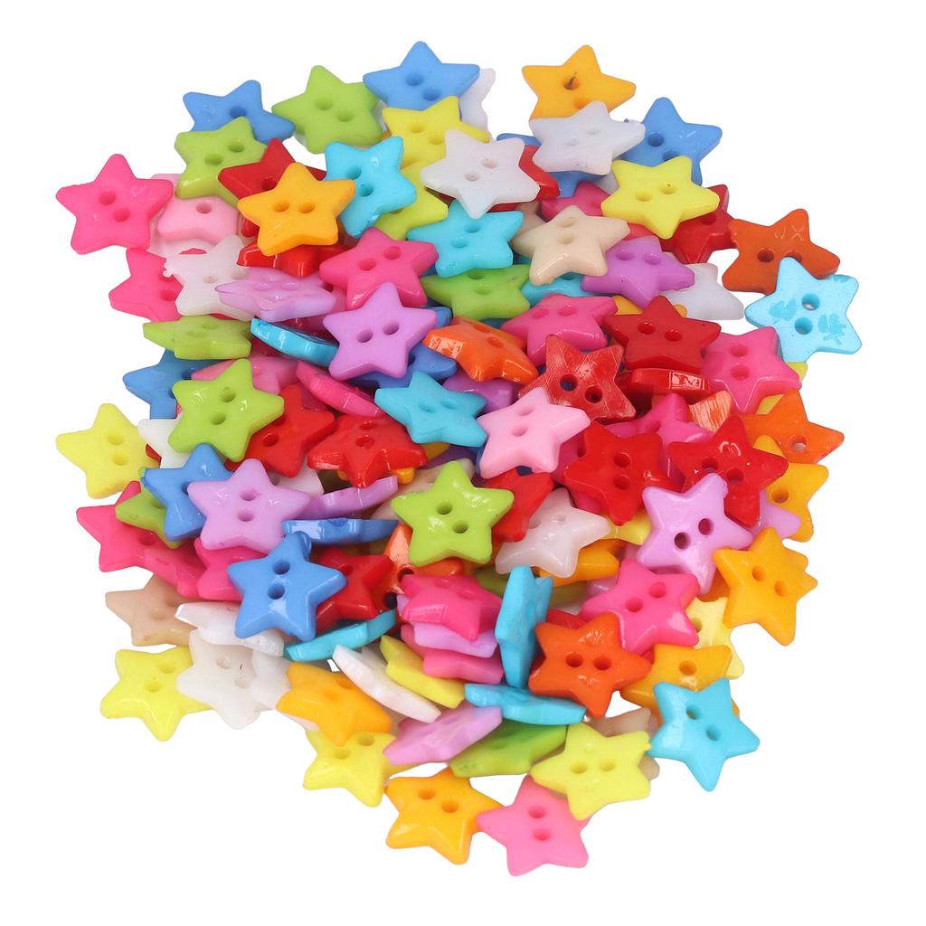 200Pcs Star Buttons Colorful Unique Design Cute Small Decorative Buttons for Sewing Decoration DIY Crafts