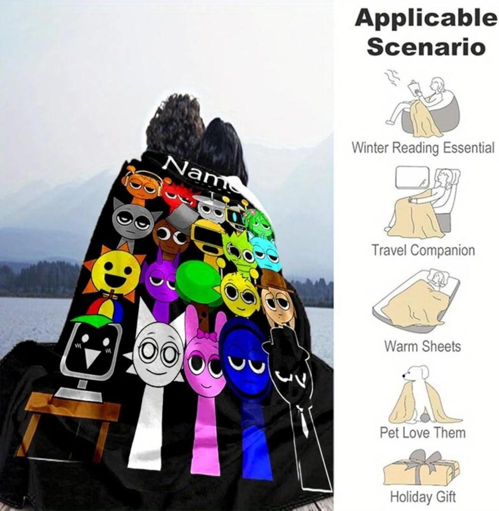 Sprunki deka s jménem na míru flanelová deka pro děti chlapce dívky měkká perfektní na narozeniny cestování nebo domácí postel pohovku dekorace