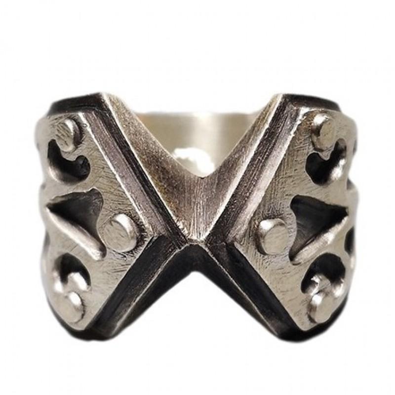 Adjustable Open Ring Men Women Sterling Vintage Geometric Carved Armor-Style Band Retro Industrial Fashion