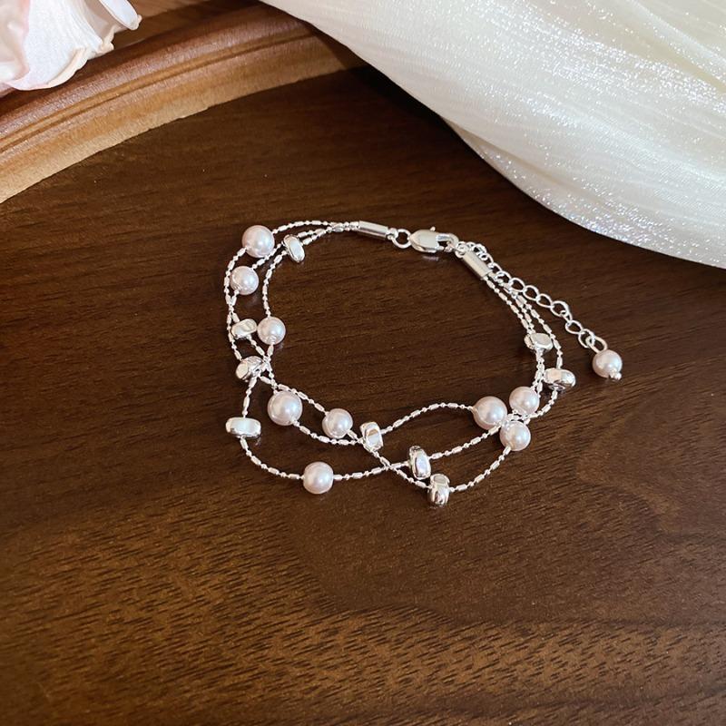 Flower Spring Day~ Flower Pearl Bracelet Necklace Set, New Sweet and Versatile Design Jewelry Women
