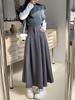 Plus Size Women's High Waist Black A-Line Midi Skirt - Autumn/Winter Fashion