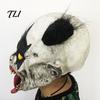 Adults Spooky Role Play Mask Halloween Horror Clown with Long Tongue, Latex Scary Haunted House Decoration Creepy Costume Prop for Cosplay Parties,