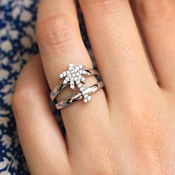 Кольцо с рисунком кокосовой пальмы для женщин, простое бриллиантовое ювелирное кольцо no. 6