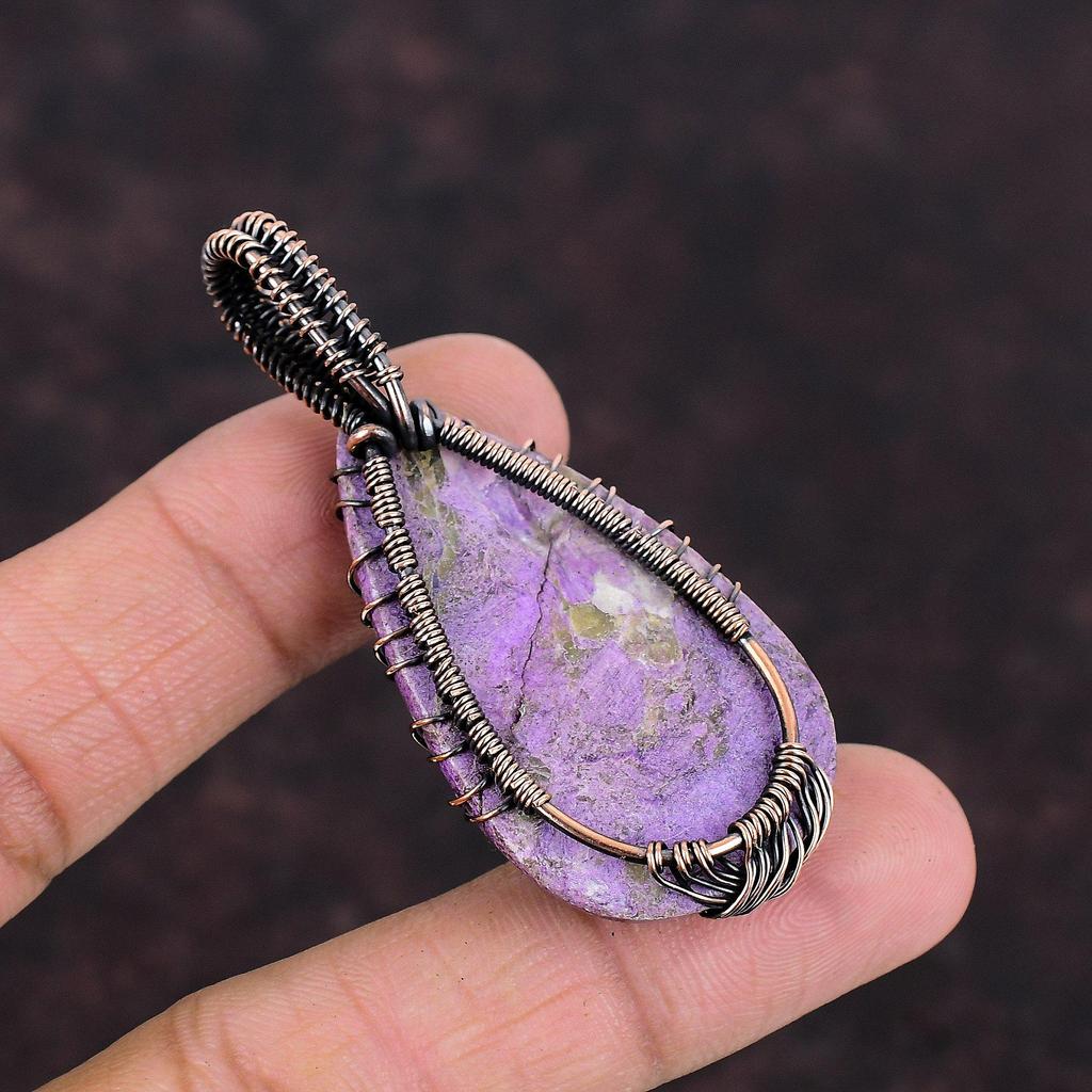 Tree Of Life Purpurite Pendant Copper Wire Wrapped Pendant Handmade Pendant Unique Copper Jewelry Gift For Her Tree Of Life Gemstone Jewelry