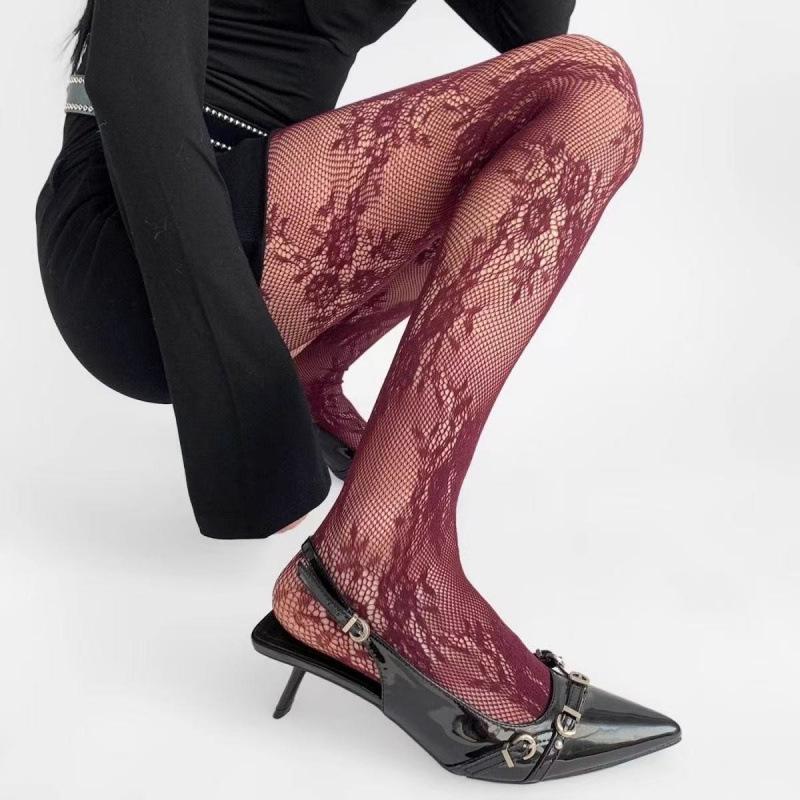 Chic Tattoo Lace Fishnet Stockings - Sexy Mesh Tights for Nightclubs