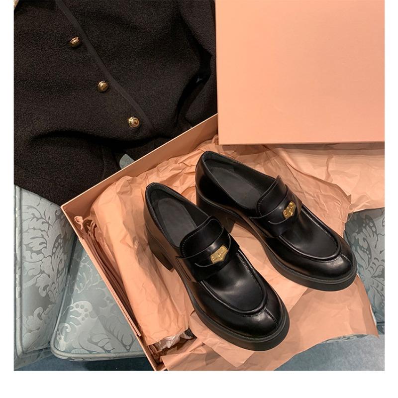 

Маленькие золотые монеты из натуральной кожи, женские туфли на толстом каблуке в стиле ретро на платформе в стиле Мэри Джейн, кожаные туфли небольшого размера 39 чёрный