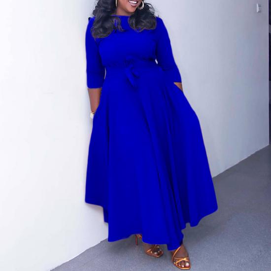 2023 New Fashion Lace Up Large Women's Long Dress