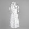 Summer Polka Dot Matching Set Sexy Tie-front Halter Top Low-waist Midi Skirt Y2K Hot Girl Outfit For Women