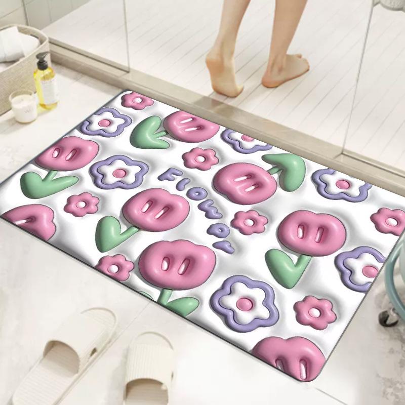 

3D расширяющийся цветочный мягкий диатомовый грязевой абсорбирующий противоскользящий коврик для ванной комнаты 40x60 cm Diatom Mud 3.5