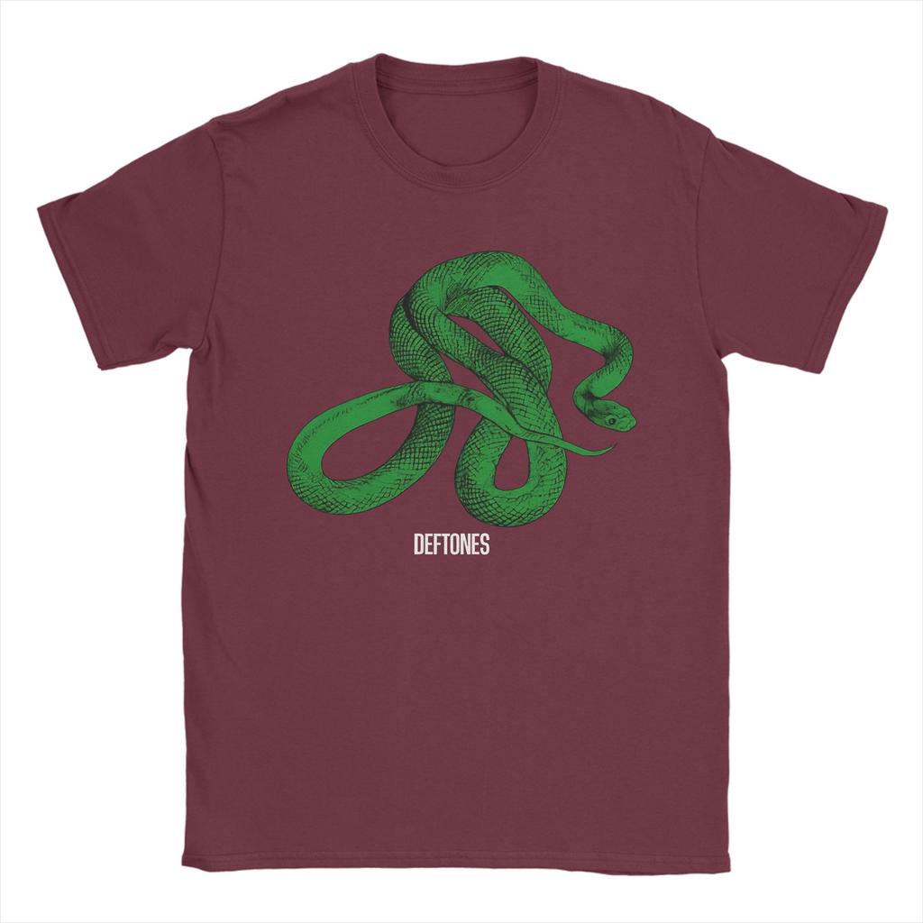 Streetwear T Shirt Deftones Green Snake Pure Cotton TShirts Novelty Tee Shirt for Unisex Summer YK Casual Short Sleeve Tees