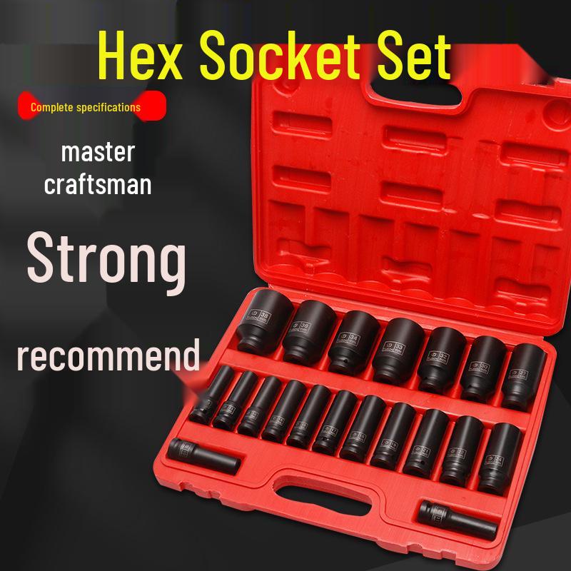 1/2 Inch Extended Heavy Duty Air Impact Socket Wrench Set (34-36mm)