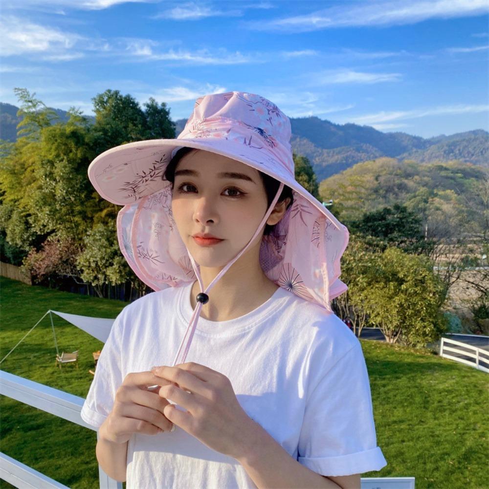 

UV Protection Sun Hat Wide Brim Shawl Mask Hot Sale Beach Cap Outdoor Sports
