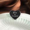 Charming Black Metal Heart Shaped Pin With Fierce Lettering For Trendy Lovers Accessory