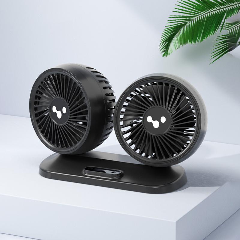 12V 24V Car Fan 360Degree Two-key Switch Independent Separatio Air Cool Vehicle Double-Head Rotating Electric Fan Car Appliances