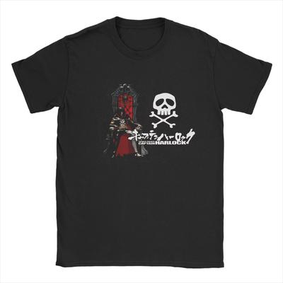 Captain Harlock Galaxy Express 999 Herren T-Shirts T-Shirt Kurzarm Rundhals T-Shirts Reine Baumwolle Große Größen Kleidung