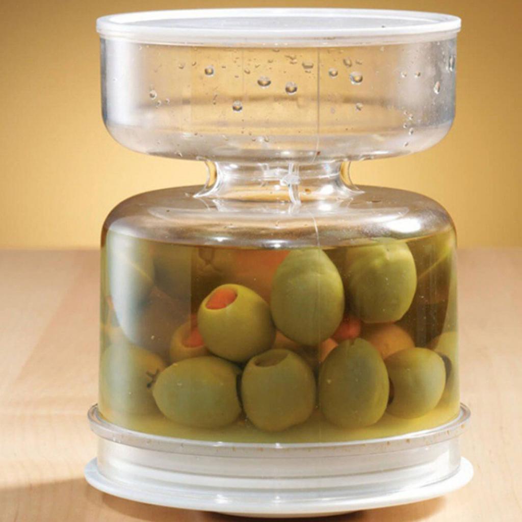 Dry Wet Separation Pickle Jar Leakproof Food Storage Jar Airtight Wet Dry Food Dispenser Kitchen Supplies