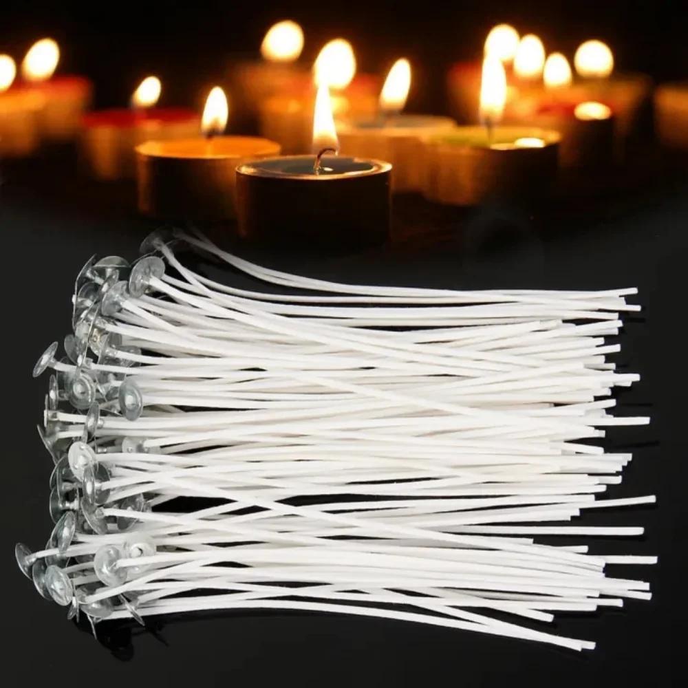 100 Pezzi Stoppini per Candele in Cotone Puro Senza Fumo Fai da Te Anima in Cera Anima in Cotone Intrecciata Linea di Cera per Lampade a Cherosene per Candele da Te Light Candele Galleggianti